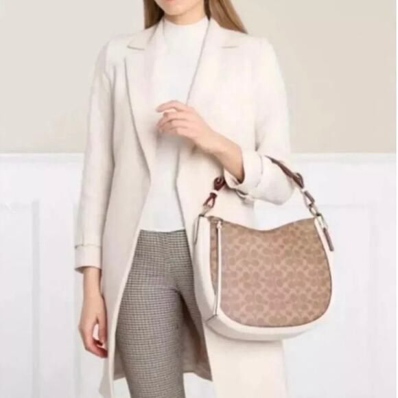Coach 38580 Sutton Hobo In Signature Tan Chalk Crossbody Strap New with Tags - Picture 1 of 13